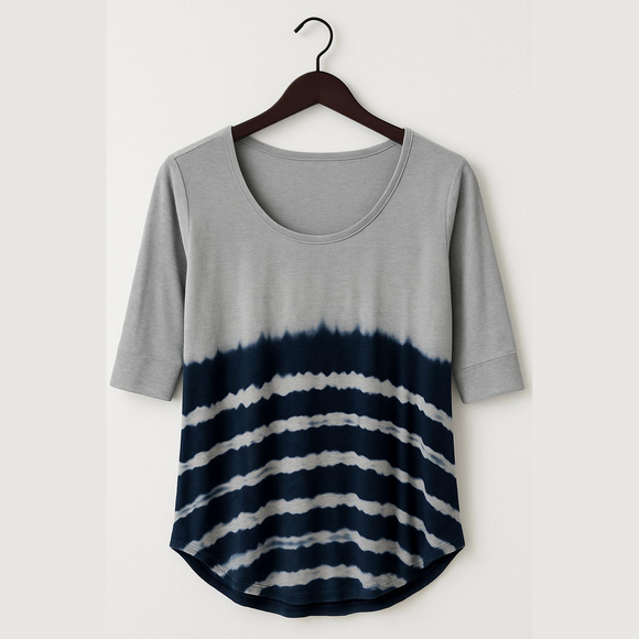 C&C California Tops - C&C California Blue and Black Tie-Dye Long Sleeve Top